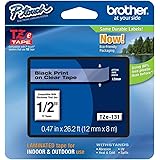 Brother Genuine P-Touch TZE-131 Tape, 1/2" (0.47") Standard Laminated P-Touch Tape, Black on Clear, Perfect for Indoor or Out