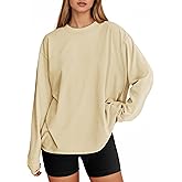 Tankaneo Womens Long Sleeve Oversized T Shirts Basic Crewneck Workout Tee Tops 2026 Fall Loose Fit Casual Y2K Clothes