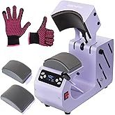 Auto Heat Press, Precise Temp/Timer Control, Automatic Open/Release, 4 Memory Modes, 6.54"x3.84"Curved Heat Plate, Hat Stretc