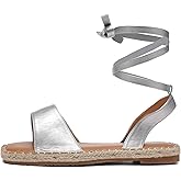 ZHILIUNIAN Women's Espadrille Gladiator Flat Sandals,Ladies Tie Up Summer Strappy Open Toe Memory Foam Leather Comfortable Trendy Dressy Casual Holiday Beach Vintage Roman Shoe