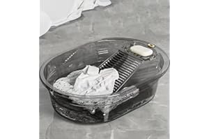 VEMJO Lavadero para Lavar Ropa a Mano – Portable Washboard for Hand Washing Clothes. Heavy-Duty & Thickened Wash Board Basin & Laundry Tub for Home, Camping, RV & Emergency