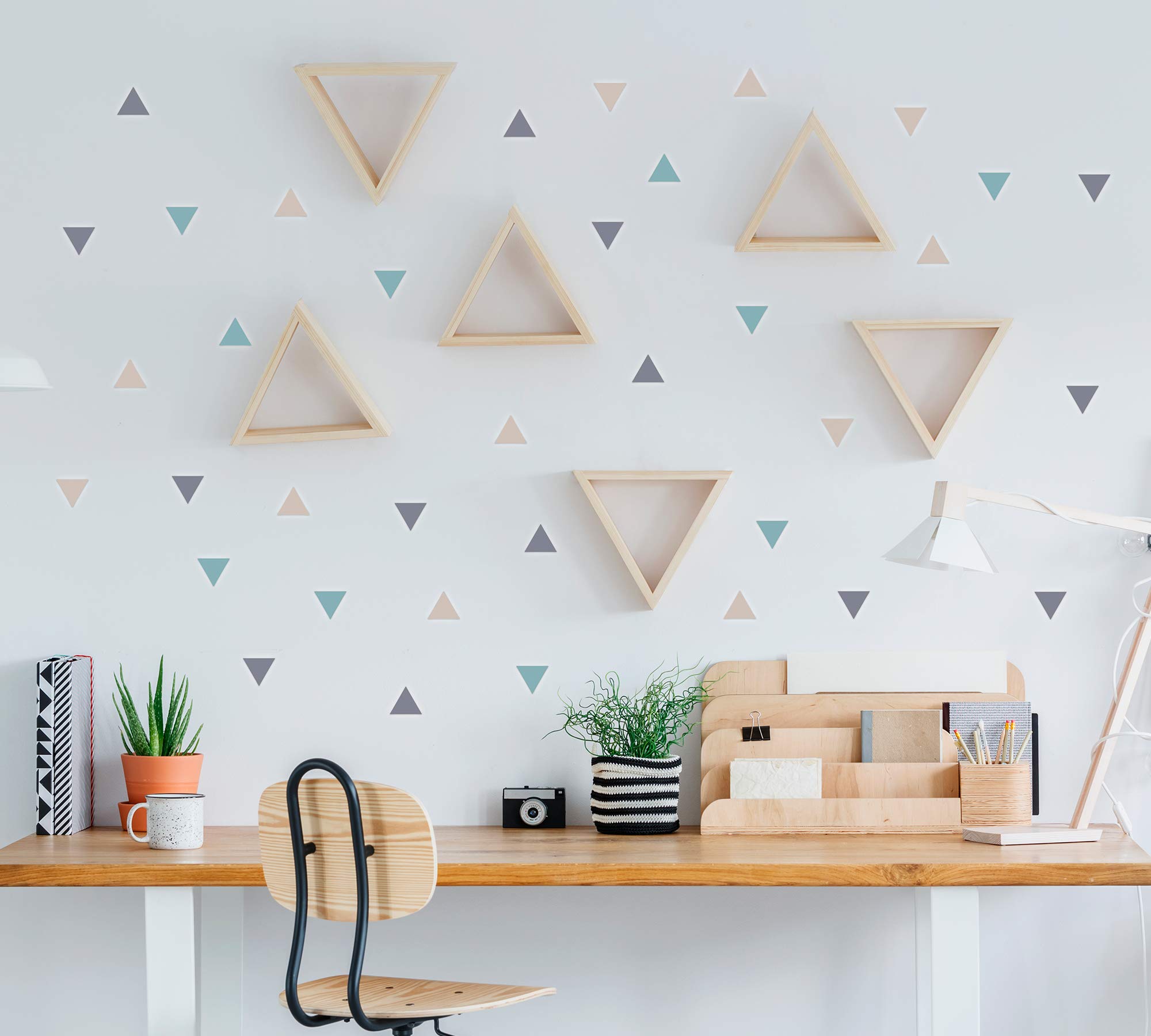 MILUKA Triangle Wall Stickers for Bedrooms, Living Room | Geometric Wall Art Stickers Boho Home Decor | Kids Wall Stickers & Murals Baby Room Decoration | Baby Wall Stickers for Nursery | 56 ud (Blue)