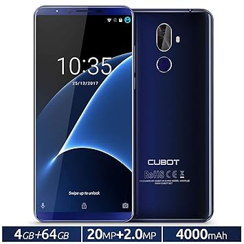 CUBOT X18 Plus Smartphone 4G ohne Vertrag Dual SIM Display 5.99’’ Android 8.0 Octa-core Fingerabdrucksensor ROM 64GB+Ram 4GB 