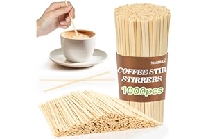 MAQIHAN 1000pcs Sip Stirrers - Bamboo Coffee Stir Sticks Disposable Hot Drink Beverage Stirring Swizzle Stir Sticks For Coffee，Milk, Juice, Cocktail, Chocolate, Suit For Party, Bar 5.5 Inch Square
