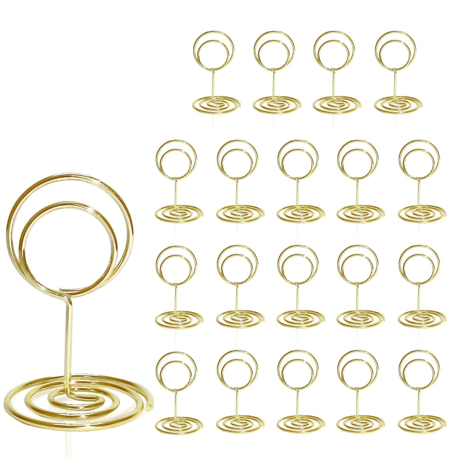 WNXBFO 20PCS Table Number Holders, 2Inch Mini Card Holder Place Card Holders, Table Numbers, Wedding Table Numbers, Table Number Stands, for Wedding Parties, Family Banquet,Wedding Anniversary (Gold)