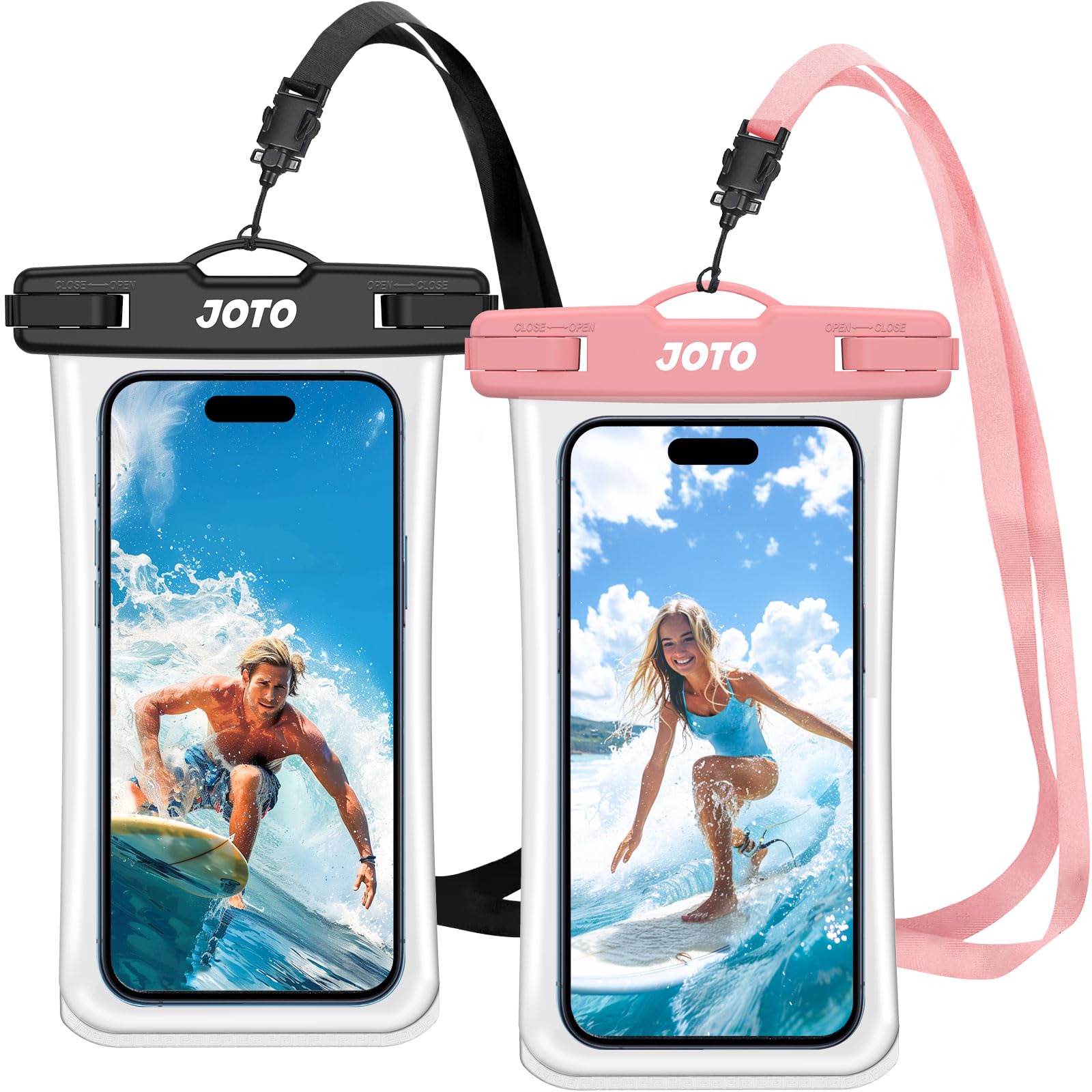JOTO 2 Pack Waterproof Phone Pouch Up to 7", IPX8 Underwater iPhone Case Cellphone Dry Bag for iPhone 17/Air 16 15 14 13 12 Pro Max Xs Max XR X 8 7 6S Plus SE/Galaxy S24 S23 S22 S21 -Blackpink