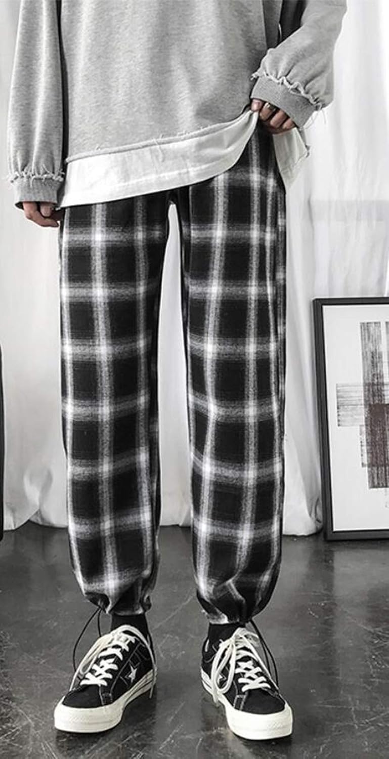 Amazon Debangni メンズ チェックパンツ 春 夏 ワイドパンツ ギンガムチェック 九分丈 シンプル カジュアルパンツ ゆったり 快適 オシャレ きれいめ 男性用 パンツ ファッション ロングパンツ 通販
