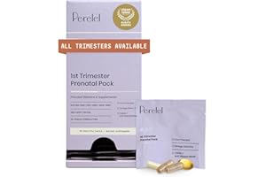 Perelel 1st Trimester Prenatal Pack, Multivitamin with Folate, Vitamin D, Omega 3, Iron & Ginger, Nutritional Support for Early Pregnancy, Soy & Gluten Free, Non GMO, 30 Daily Pill Packs