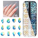120Pcs Aurora Nail Rhinestones Crystal Clear