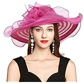 2025 Kentucky Derby Hat for Women Ladies, Organza Veil Feather Fascinator for Tea Party Church UV Protection Sun Hat