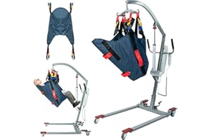 MediHoist Electric Patient Lift, 440lbs Electric Patient Lift with MOTECK Motor&Adjustable Base, Body Transfer Lift w/IPX6 Waterproof, Perfect for Home Care, Patient Transport, and Mobility