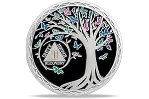 IMASONER 2 Year Sobriety Coin Tree of Life AA Medallion Alcoholics Anonymous Chip Anniversary Token Sobriety Gifts for Women Men in Recovery