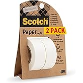 Scotch Paper Tape, 3/4 in x 600 in, 2 Rolls | Writable, Translucent, Recyclable Packaging
