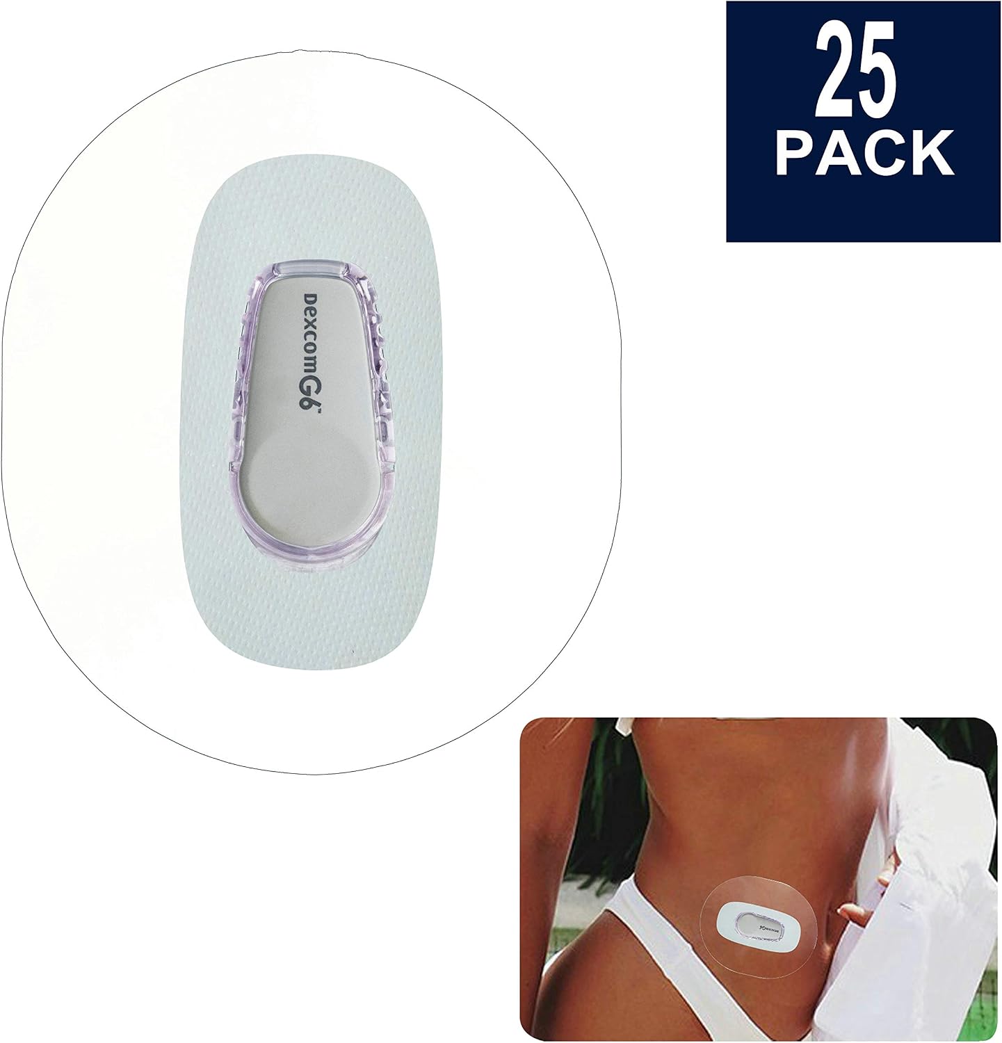 BaBallet 25-Pack Dexcom G6 CGM Patches, Pre Cut Clear Waterproof Adhesive Patches, Hypoallergenic Tape