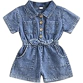 Ledy Champswiin Summer Toddler Girl Jumpsuit Shorts Little Girl Overalls Clothes Baby Jean Romper Jumpsuit One Piece Outfit