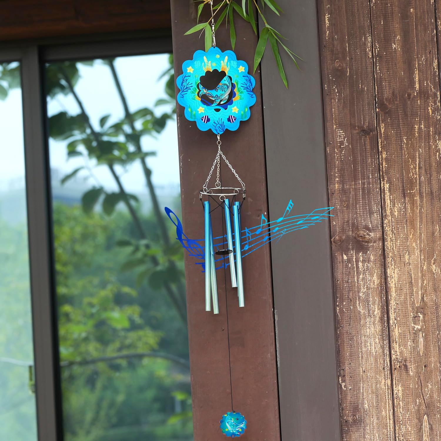 Whale Wind Chime for Outdoor with Wind Spinners, Hanging Decoration for Outdoor Garden, Patio, Backyard, Porch, Unique Wind Chime Gifts for Women and Retired Moms, Blue Whale