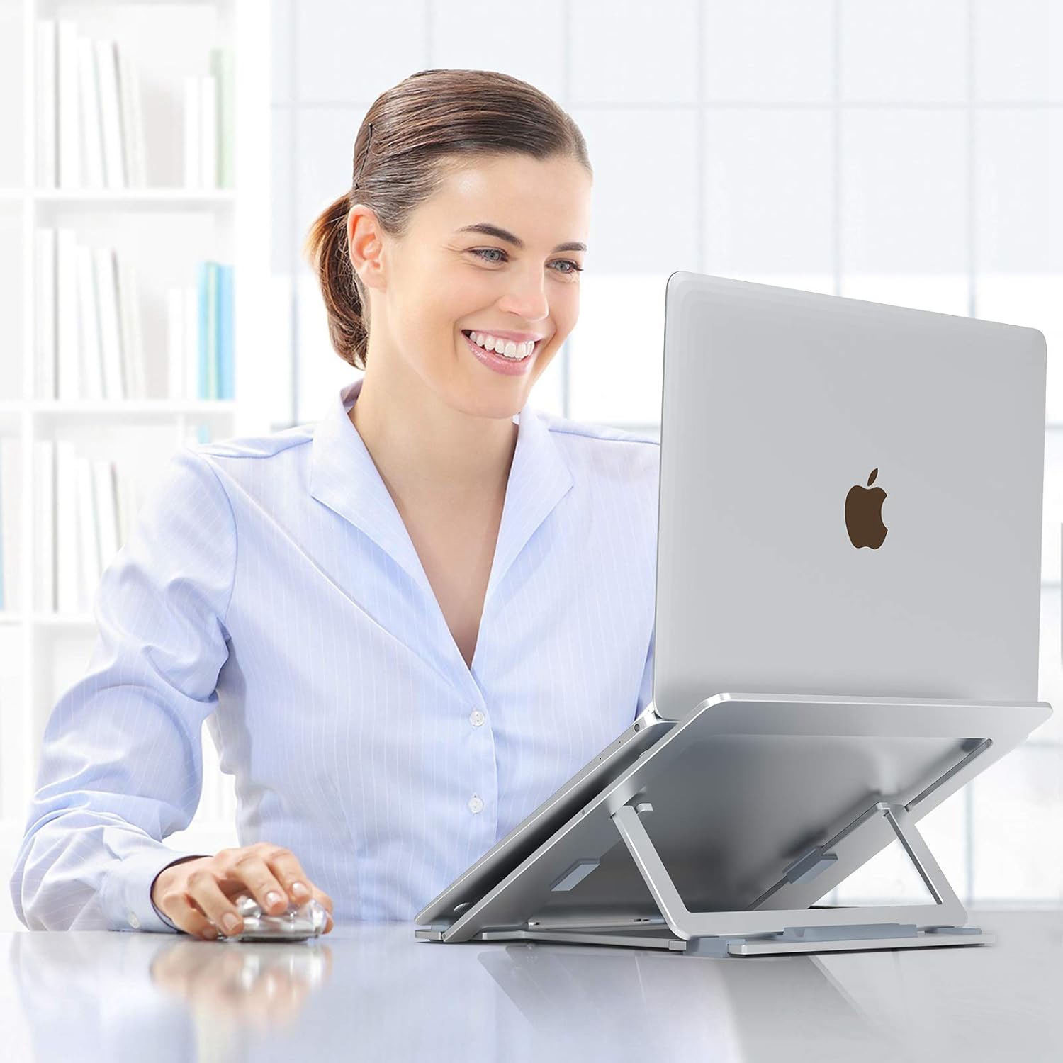 KTRIO Laptop Stand for Desk, Ergonomic Laptop Tablet Stand, Foldable Laptop Stands, Portable Adjustable 5 Position Laptop Stand, Compatible with MacBook, Dell XPS, HP, 10-15.6" Laptops, Silver: Office Products