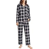 Latuza Women's Petite Flannel Pajama Set Soft Cotton Button Up PJs Set