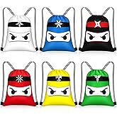 Censen 24 Pcs Ninja Drawstring Bags Set Bulk 12 x 10 Inch Candy Treat Goody Waterproof Beach Bags for Kids Ninja Themed Party Birthday Party Favor Supplies