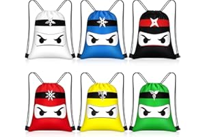Censen 24 Pcs Ninja Drawstring Bags Set Bulk 12 x 10 Inch Candy Treat Goody Waterproof Beach Bags for Kids Ninja Themed Party Birthday Party Favor Supplies