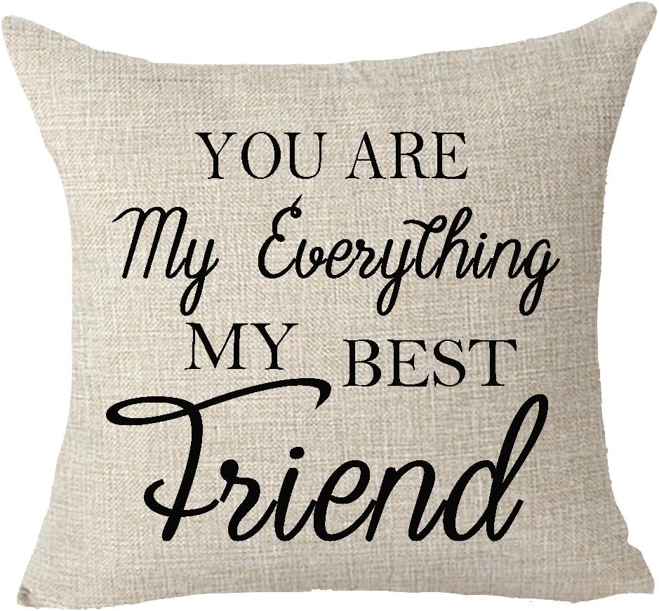 FELENIW The Best Gift yo Friends Sister You are My Everything My Best Friends Throw Pillow Cover Cushion Case Cotton Linen Material Decorative 18"x18'' Square (28)