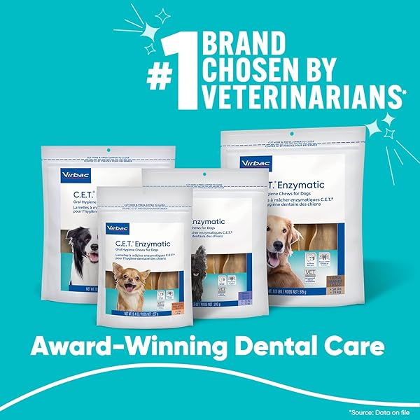 C.E.T. ENZYMATIC ORAL HYGIENE CHEWS FOR DOGS – PLAQUE & TARTAR CONTROL – SINGLE LAYER BEEFHIDE WITH EXCLUSIVE DUAL-ENZYME SYSTEM & TASTY CHICKEN FLAVOR – EASY TO GIVE DOG DENTAL CHEW