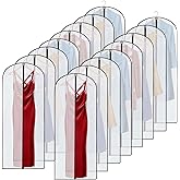 Amylove 20 Pcs 24 x 60 Inch Garment Bags Bulk Garment Bags for Hanging Clothes Gown Long Dress Suit Bag Dustproof Cover for Closet Storage Travel (White Black)