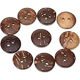 Dophee 100Pcs Brown Coconut Shell 2 Holes Sewing Buttons Scrapbooking Knopf Button - 20mm