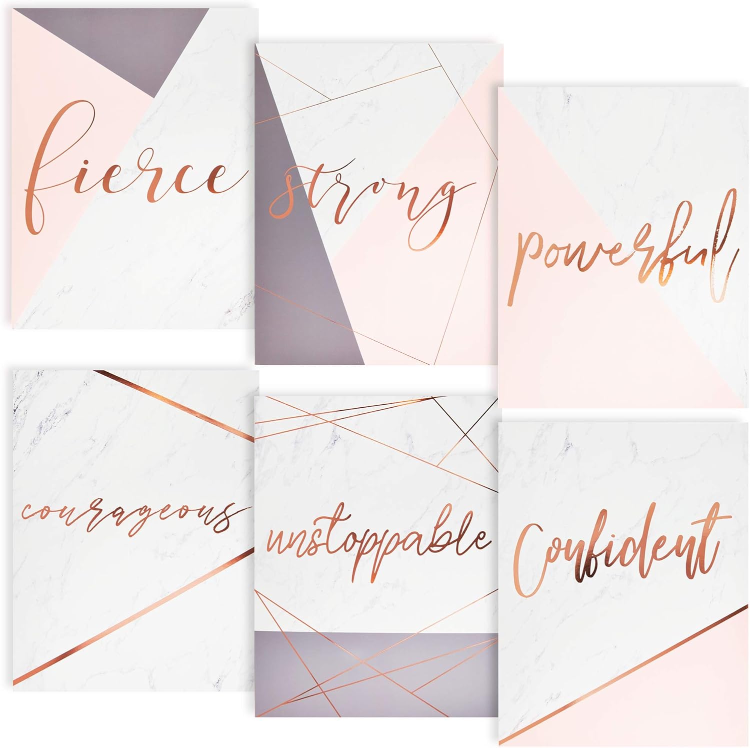 Paper Junkie Pocket Folders with Rose Gold Foil Motivational Sayings (12 Pack), 6 Designs