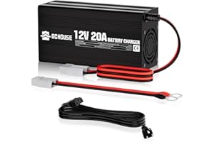 DC HOUSE 12V 20A Fast Charging Lithium Battery Charger with Anderson Connector for LiFePO4 Batteries of Trolling Motor, Marin