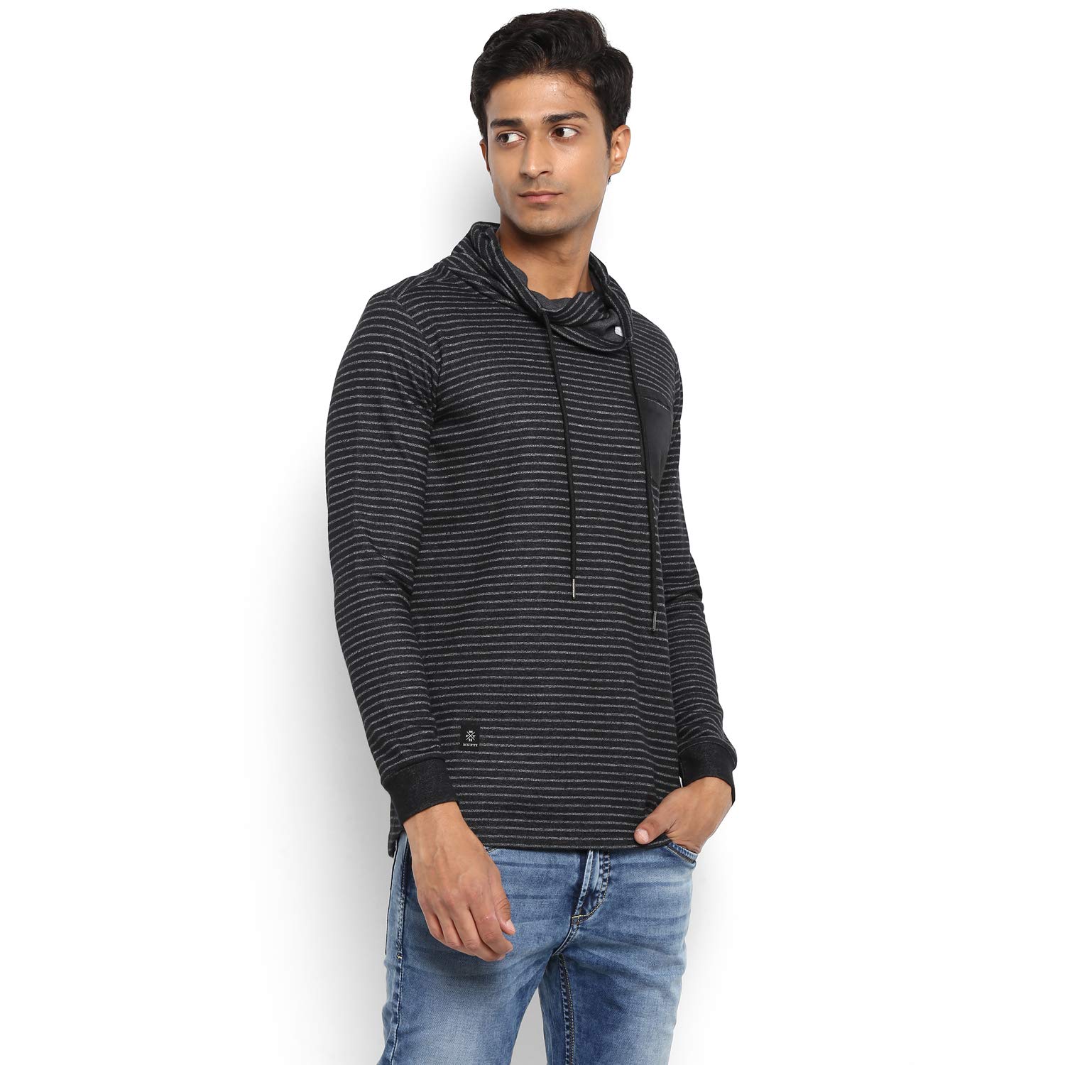 striped cowl neck sweatshirt