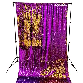 Amazon Com Duobao 4ftx6ft Sequin Backdrop Fabric Purple To Gold