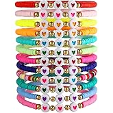 LXSSLY 12Pcs Friendship Bracelets Set for Women Heishi Surfer Colorful Butterfly Clay Beaded Bracelets Boho Layering Elastic Stretch Bracelets for Women