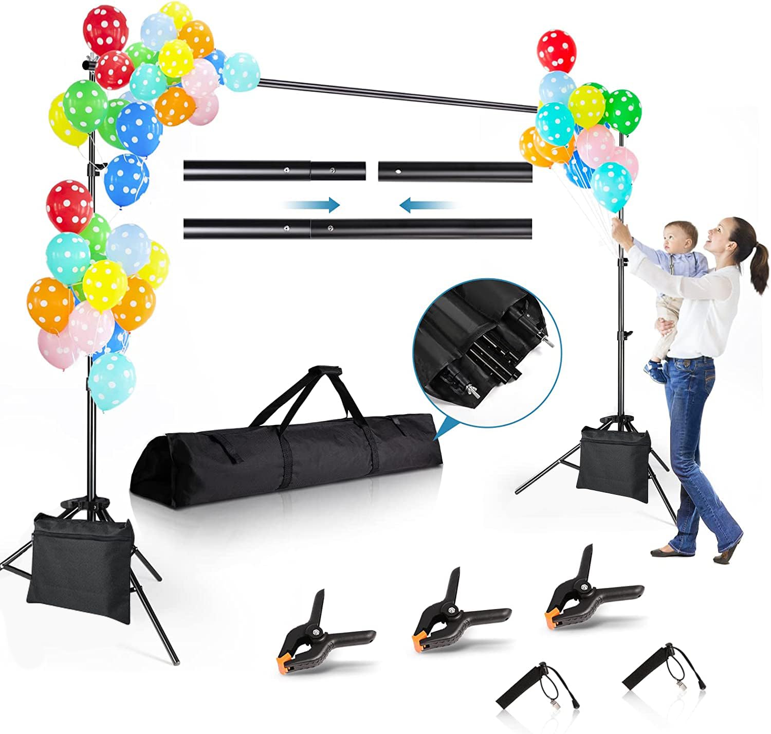 Photo 1 of Backdrop Stand 8.5x10ft, Photo Video Studio Adjustable Backdrop Stand for Parties, Wedding, Photography, Advertising Display