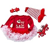 4Pcs Newborn Baby Girls Christmas Outfit Headband Romper Tutu Dress Leg Warmer Set for Baby Girl 0~24 Months