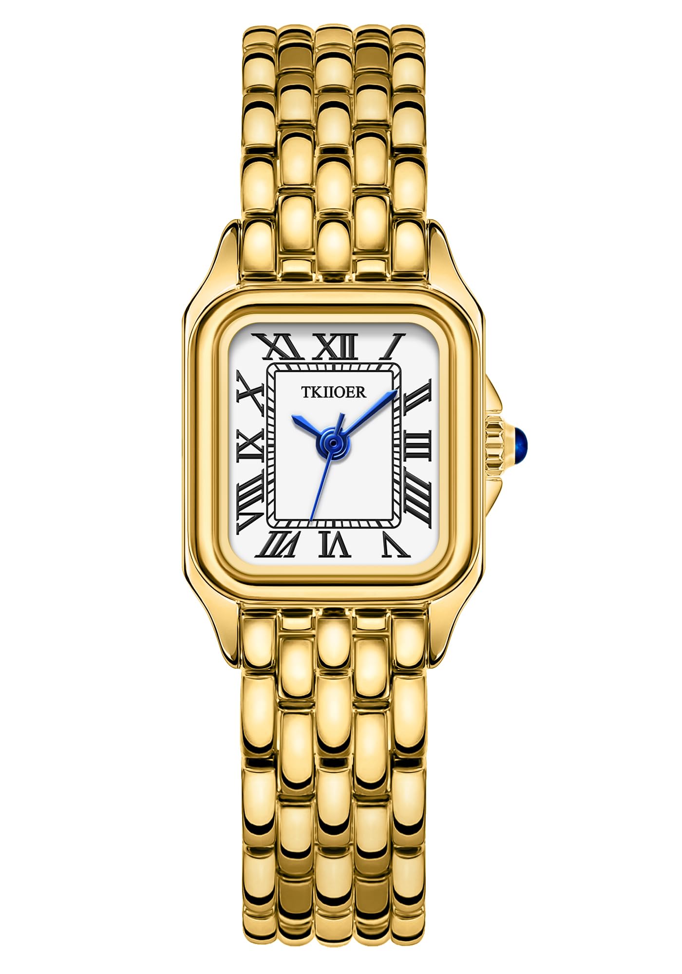 TKIIOER Small Gold Watches for Women, Vintage Roman Dial Women's Watches, Rectangular Case Ladies Analog Watch
