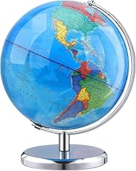 World Globe with Stainless steel Stand Rotating
