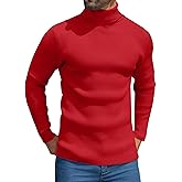 MioRoim Men's Knit Casual Turtleneck Sweater Ribbed Slim Fit Long Sleeve Turtle Neck Knitted Pullover Sweater