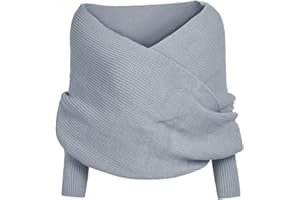 KAOBIO Women Fall Winter Snowfall Sweater Scarf with Sleeves Multi-Use Wrap Blanket Scarf Crochet Knitted Shawl Cape