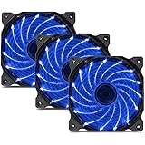 uphere 3-Pack Long Life Computer Case Fan 120mm Cooling Case Fan for Computer Cases Cooling 15LED Blue,15B3-3
