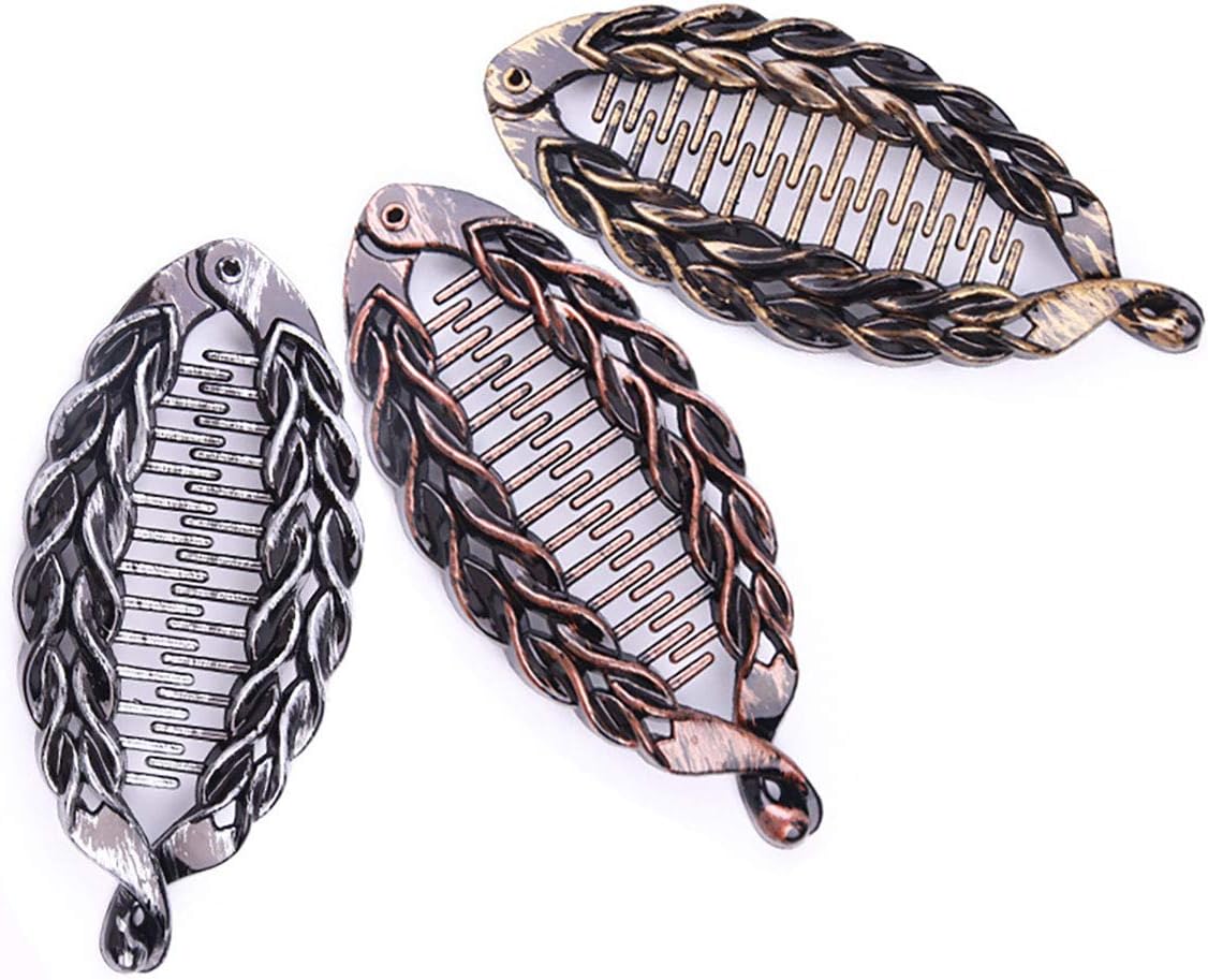 Set of 3 Plastic Banana Hair Clip Hair Claw Large Shell Hair Clincher French Flat Shark Hair Clip Hair Comb Hairgrip for Women