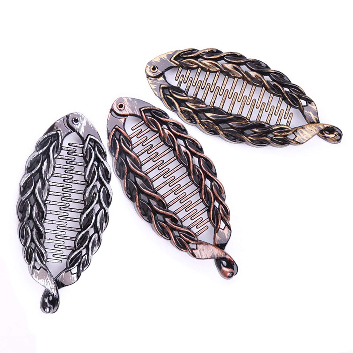 Set of 3 Plastic Banana Hair Clip Hair Claw Large Shell Hair Clincher French Flat Shark Hair Clip Hair Comb Hairgrip for Women