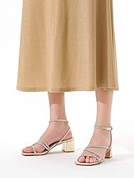 Shoe'N Tale Strappy Heels for Women Low Chunky
