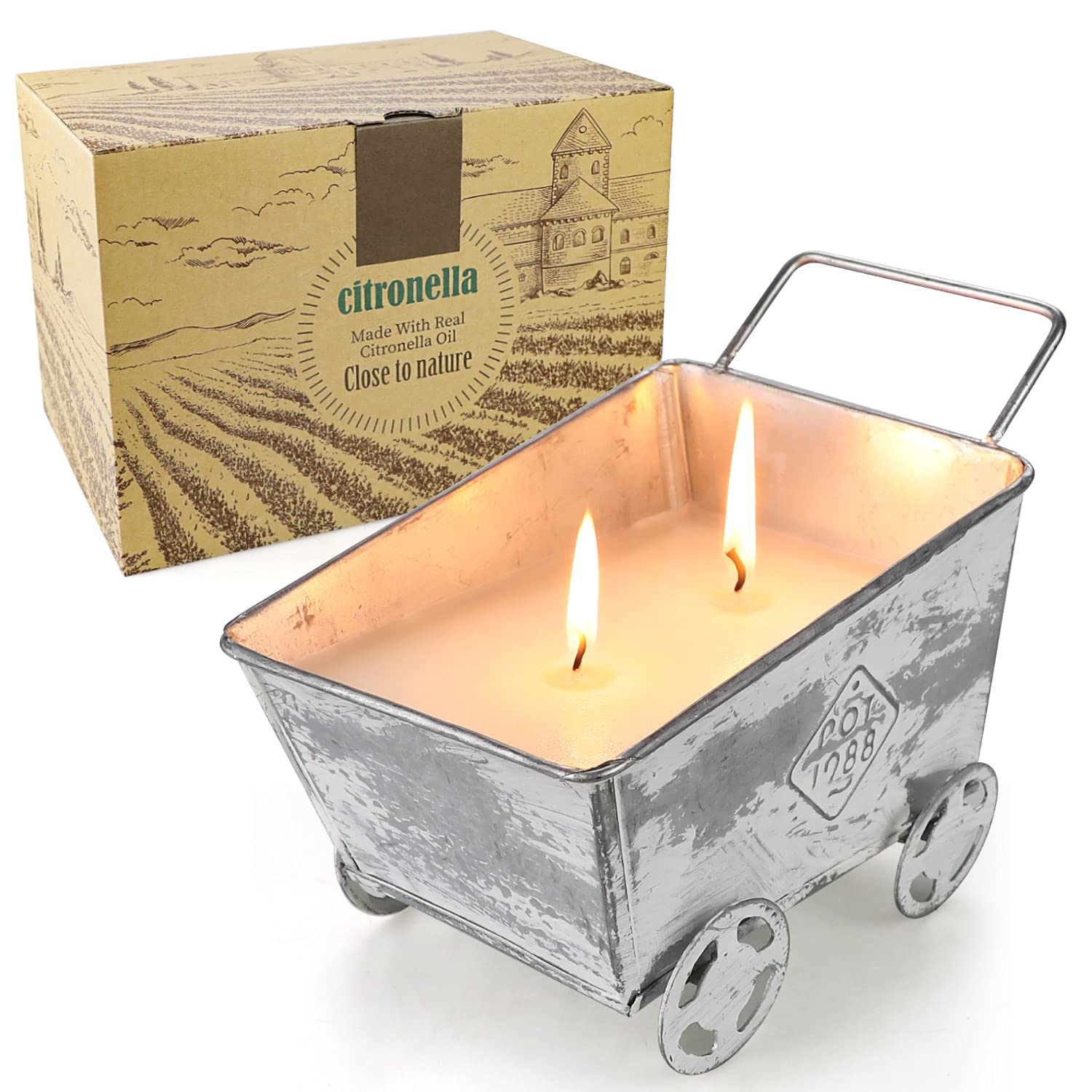 YMing 18.3 Oz Large Candles Citronella Outdoors, Large Garden Candles 100% Soy Wax for Bedroom Kitchen Garden Patio Balcony Indoor Outdoor, Long Lasting 100 Hours, 7% Citronella Oil