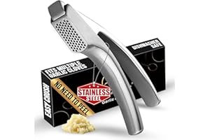 No Peeling Required Garlic Press Stainless Steel with Detachable Handle for Fine Mincing-Premium Garlic Mincer Tool, Rust-Pro