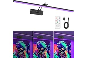 YIAYETOG Black Light for Blacklight Tapestry, 24" Rechargeable Blacklight Wall Light with Remote, Wireless LED Black Lights for Fluorescent Art, Poster, Decor, Glow in The Dark Party, 6400mAh Battery Powered