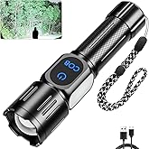 Rechargeable LED Flashlight 990000 High Lumens, Powerful Super Bright Tactical Flash Light with Magnet, Zoomable, IPX7 Waterp
