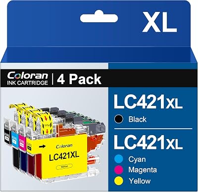 Coloran LC421XL Ink Cartridges Compatible with Brother LC 421XL 4-Pack