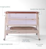 Tutti Bambini CoZee Breeze 2025 2-in-1 Bedside Crib Walnut Ecru 0-6m view 2