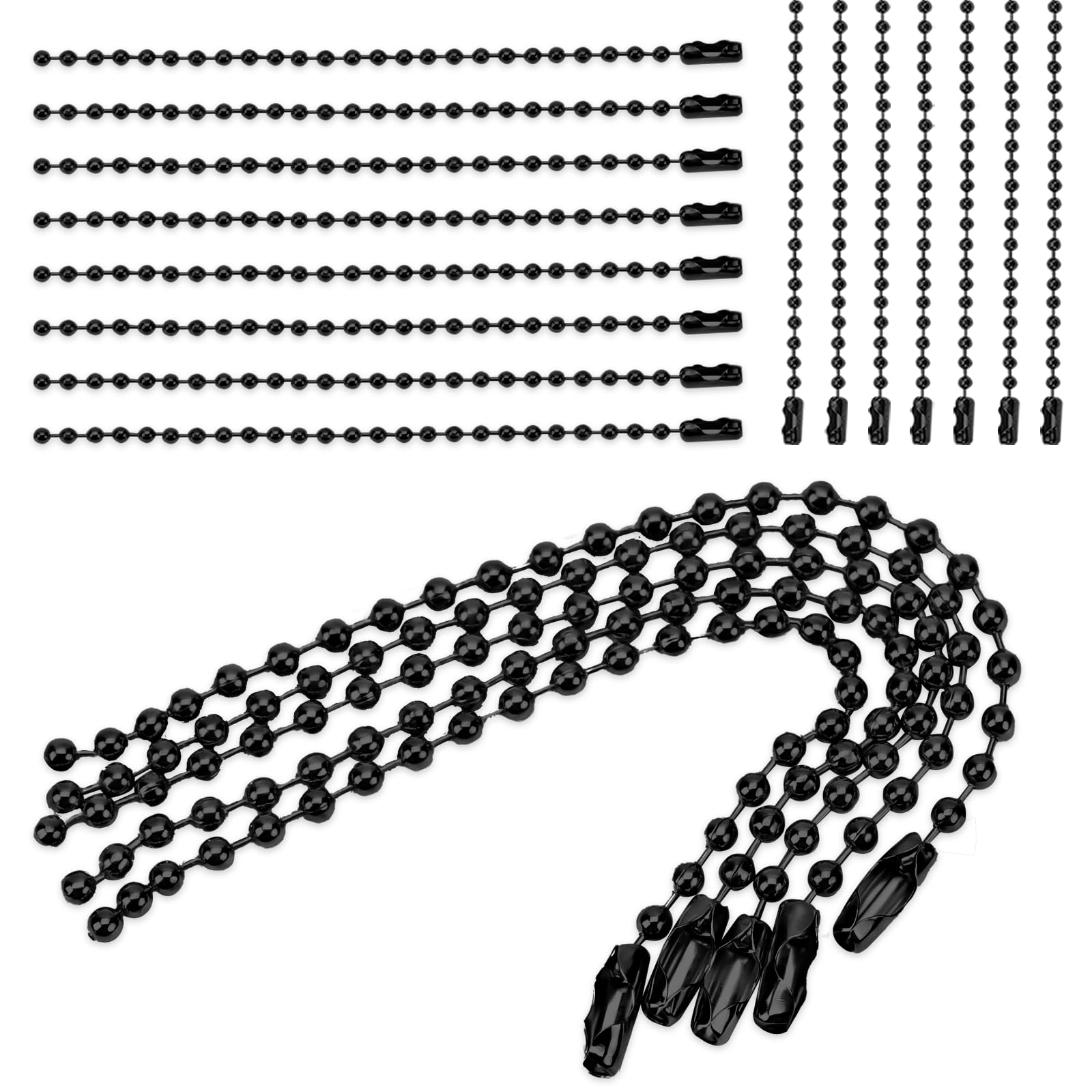 Photo 1 of 100 pcs 100mm 4inch Bead Chains 2.4mm Diameter Stainless Steel Ball Chain Keychain with Ball Connector Clasp Key Rings Bulk Metal Bead Rings for Jewelry Making Supplies DIY Craft Dog Tag Chain